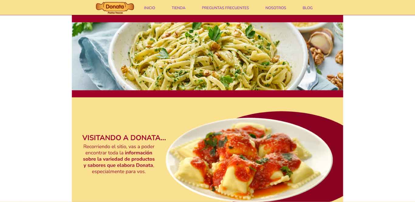 Web anterior de Donata Pastas Frescas